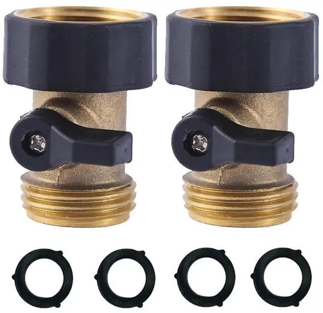 Main image of Heavy Duty Brass Shut Off Valve Garden Hose Shut Off Valve Garden Hose Connector (2PCS) +4 Extra Pressure Washers