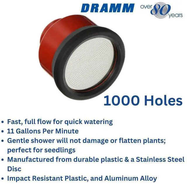 Alt view image 4 of 5 - Water Breaker Nozzle with 1000 Tiny Holes, for Greenhouse & Nurseryman, Saves Time & Water, Will not Damage or Flatten Plants, Perfect for Seedlings, Chrome