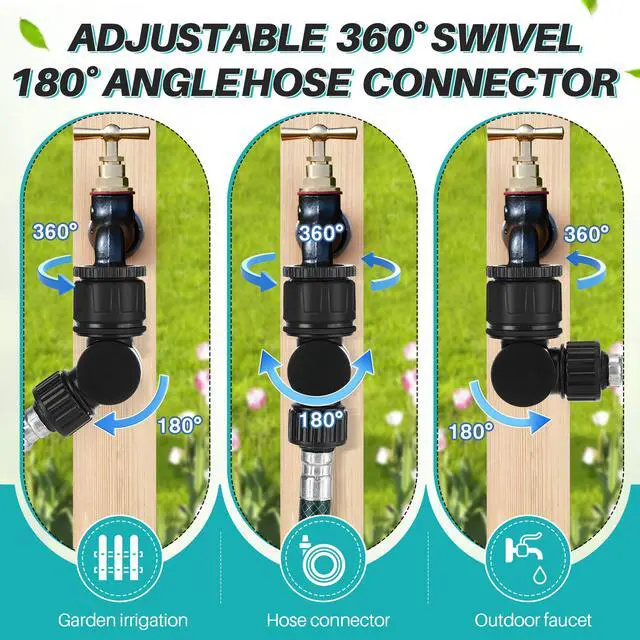 Alt view image 2 of 7 - Outdoor Faucet Extender, 3/4" Garden Hose Swivel Connector with 180° & 360° Rotation, Water Spigot Extender Hose Adapter for Outdoor Faucet,Garden Hoses,Sprinkler,RV & Irrigation(Black,3 Pack)