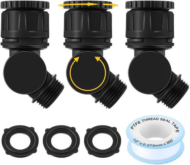 Main image of Outdoor Faucet Extender, 3/4" Garden Hose Swivel Connector with 180° & 360° Rotation, Water Spigot Extender Hose Adapter for Outdoor Faucet,Garden Hoses,Sprinkler,RV & Irrigation(Black,3 Pack)