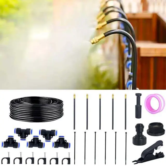Main image of 360° Adjustable Drip Irrigation System - 20 FT Automatic Garden Watering System with 5 Nozzles, Raised Bed Sprinkler System, Garden Mister for Yard, Lawn, Plants, 5/16" Tubing