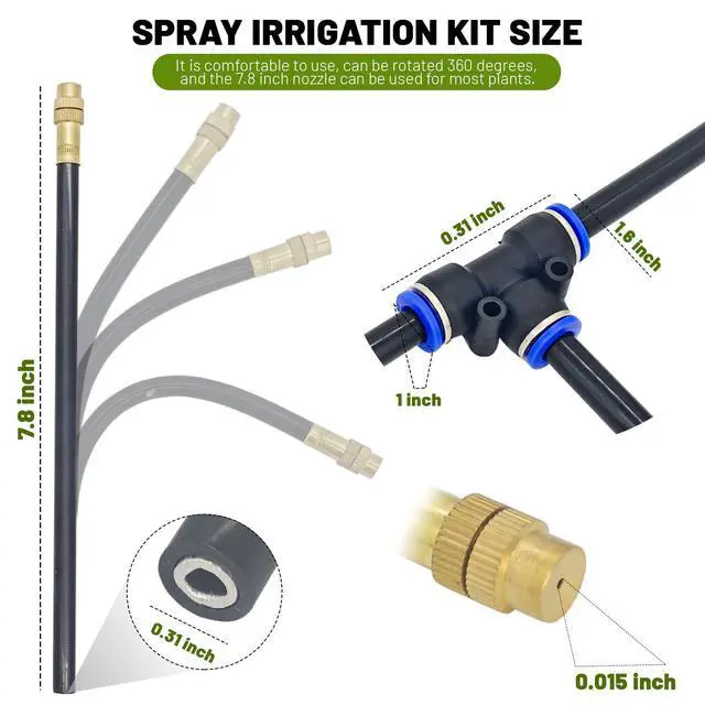 Alt view image 7 of 7 - 360° Adjustable Drip Irrigation System - 20 FT Automatic Garden Watering System with 5 Nozzles, Raised Bed Sprinkler System, Garden Mister for Yard, Lawn, Plants, 5/16" Tubing