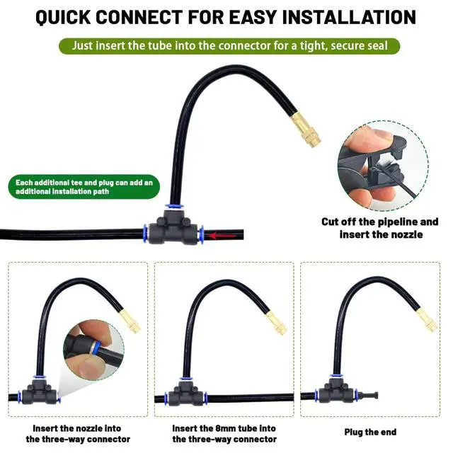 Alt view image 6 of 7 - 360° Adjustable Drip Irrigation System - 20 FT Automatic Garden Watering System with 5 Nozzles, Raised Bed Sprinkler System, Garden Mister for Yard, Lawn, Plants, 5/16" Tubing