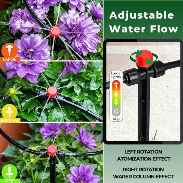 Alt view image 3 of 7 - 50FT Drip Irrigation System for Starter: Small Garden Quick Connect 1/4" PE Water Tubing Automatic 11Pcs Sprinkler Kit Adjustable Misting Part Watering Hose Outdoor Raised Bed Plants Flower Greenhouse
