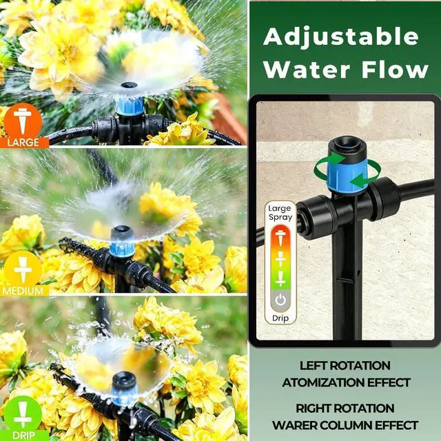 Alt view image 4 of 7 - 50FT Drip Irrigation System for Starter: Small Garden Quick Connect 1/4" PE Water Tubing Automatic 11Pcs Sprinkler Kit Adjustable Misting Part Watering Hose Outdoor Raised Bed Plants Flower Greenhouse