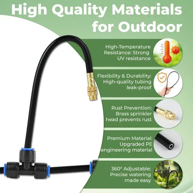 Alt view image 6 of 7 - 50FT Drip Irrigation System for Starter: Small Garden Quick Connect 1/4" PE Water Tubing Automatic 11Pcs Sprinkler Kit Adjustable Misting Part Watering Hose Outdoor Raised Bed Plants Flower Greenhouse