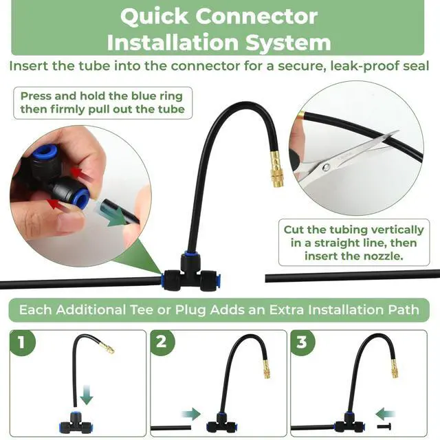 Alt view image 7 of 7 - 50FT Drip Irrigation System for Starter: Small Garden Quick Connect 1/4" PE Water Tubing Automatic 11Pcs Sprinkler Kit Adjustable Misting Part Watering Hose Outdoor Raised Bed Plants Flower Greenhouse