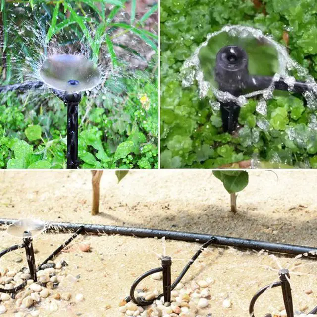 Alt view image 6 of 6 - 25 Pcs Drip Irrigation Emitters, Adjustable Flow 0-20 GPH Irrigation Drippers with Stake, Full Circle Flow Sprinkler Head, Micro Sprinkler for Garden Patio Lawn Flower Bed