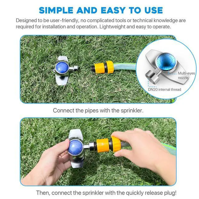 Alt view image 2 of 6 - 3Pack 360° Metal Spot Sprinklers, Durable Outdoor Sprinkler with Gentle Water Flow, Cover Up to 30FT Area, Water Efficiency&Long-Range Irrigation, Ideal for Yard, Lawn&Garden (Blue)