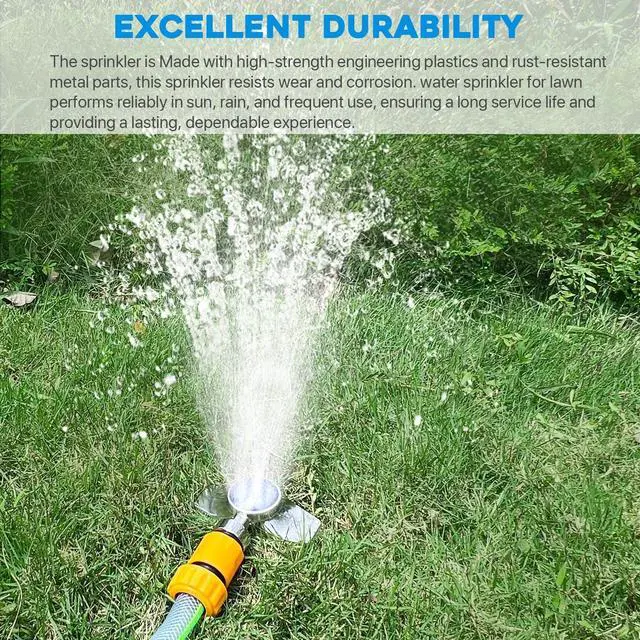 Alt view image 6 of 6 - 3Pack 360° Metal Spot Sprinklers, Durable Outdoor Sprinkler with Gentle Water Flow, Cover Up to 30FT Area, Water Efficiency&Long-Range Irrigation, Ideal for Yard, Lawn&Garden (Blue)