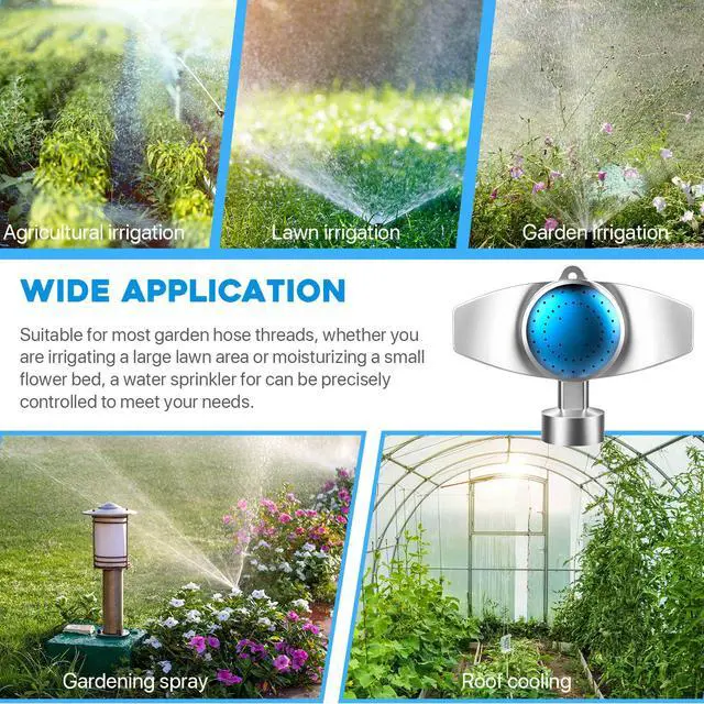 Alt view image 4 of 6 - 3Pack 360° Metal Spot Sprinklers, Durable Outdoor Sprinkler with Gentle Water Flow, Cover Up to 30FT Area, Water Efficiency&Long-Range Irrigation, Ideal for Yard, Lawn&Garden (Blue)