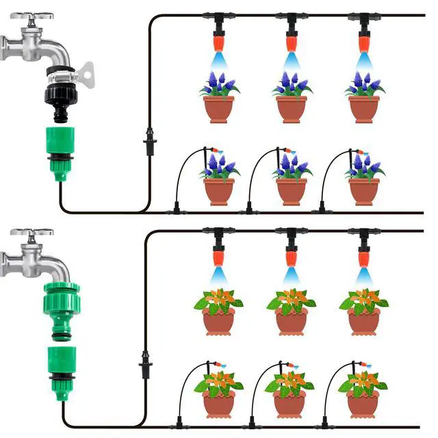 Alt view image 2 of 7 - Irrigation System Greenhouse Watering Systems 1/4 INCH 50FT DIY Auto Drip Irrigation Kit Garden Accessories Automatic Irrigation Equipment for Plants/Lawn