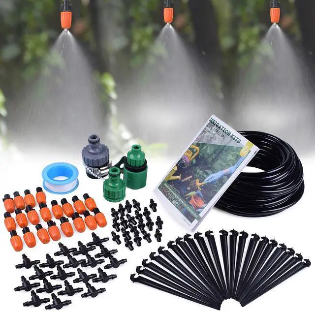 Main image of Irrigation System Greenhouse Watering Systems 1/4 INCH 50FT DIY Auto Drip Irrigation Kit Garden Accessories Automatic Irrigation Equipment for Plants/Lawn
