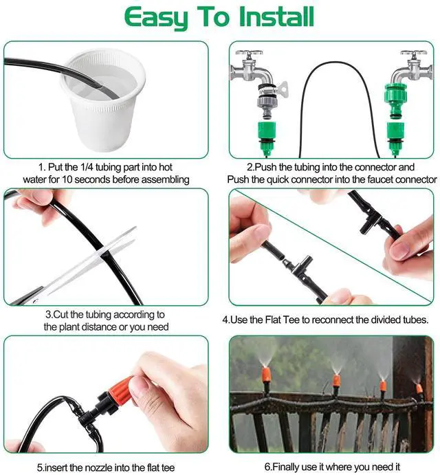 Alt view image 5 of 7 - Irrigation System Greenhouse Watering Systems 1/4 INCH 50FT DIY Auto Drip Irrigation Kit Garden Accessories Automatic Irrigation Equipment for Plants/Lawn