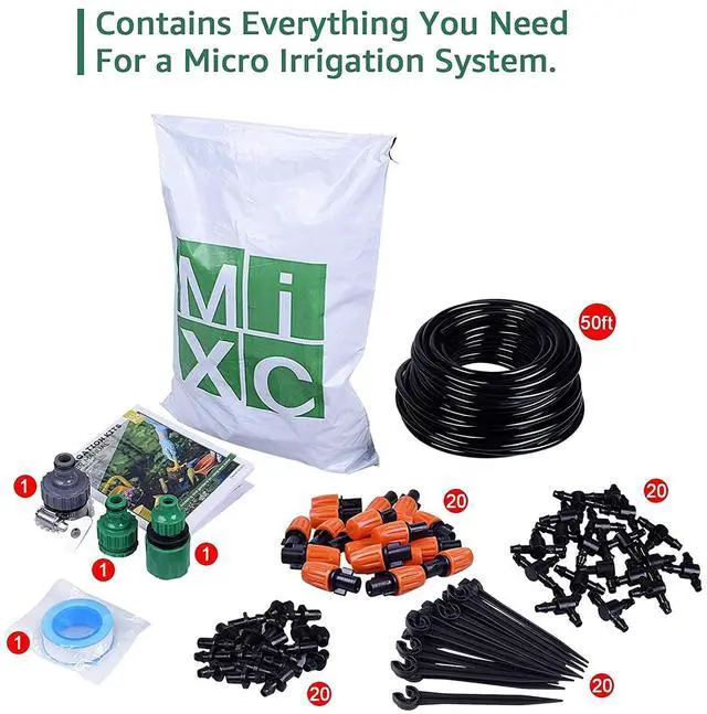 Alt view image 7 of 7 - Irrigation System Greenhouse Watering Systems 1/4 INCH 50FT DIY Auto Drip Irrigation Kit Garden Accessories Automatic Irrigation Equipment for Plants/Lawn