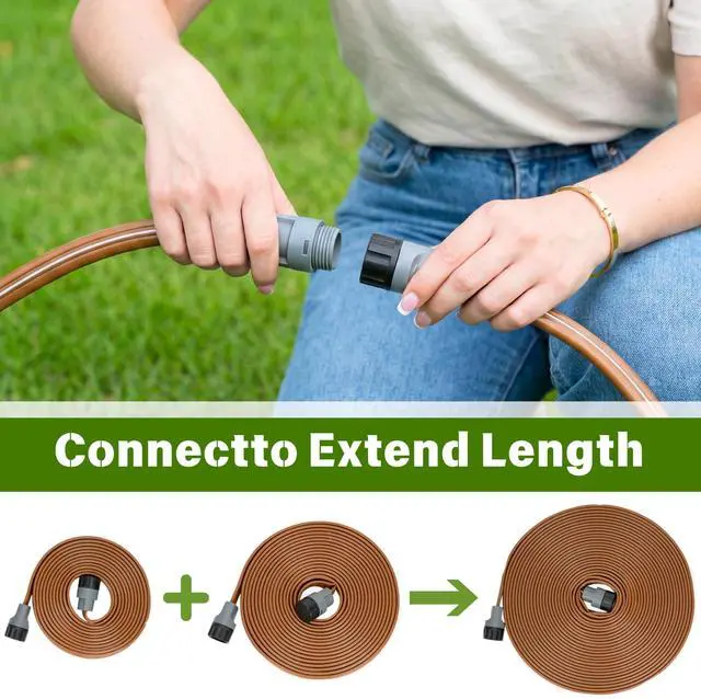 Alt view image 4 of 7 - Sprinkler Soaker Hose 15 FT, Watering Hose with Holes, High-Efficiency Water-Saving Sprinklers System for Lawn and Garden with Staples