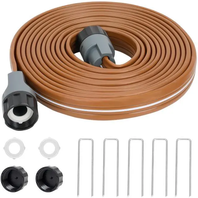 Main image of Sprinkler Soaker Hose 15 FT, Watering Hose with Holes, High-Efficiency Water-Saving Sprinklers System for Lawn and Garden with Staples