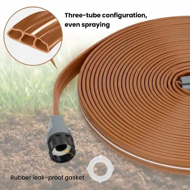 Alt view image 5 of 7 - Sprinkler Soaker Hose 15 FT, Watering Hose with Holes, High-Efficiency Water-Saving Sprinklers System for Lawn and Garden with Staples