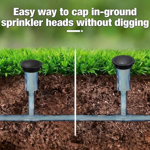 Alt view image 4 of 6 - 10 Pack Sprinkler Head Caps Compatible with Rain Bird 1800XC 1800 Series Spray Bodies, UV-Resistant ABS Replacement with O-Ring for Lawn Garden Sprinkler System Maintenance