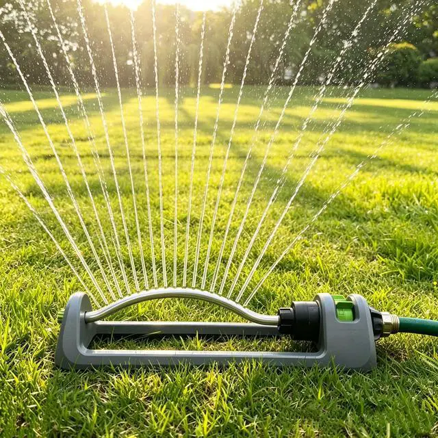 Main image of Lawn Sprinkler, Oscillating Sprinkler for Yard with 18 Hole Brass Nozzles, Watering for Lawn & Garden Covers up to 3,600 sq.ft, Easy Adjust Range Control, Built-in Spray Jet Cleaning Needle (Gray)