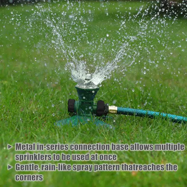 Alt view image 3 of 7 - 1 Pack Lawn Sprinkler, Heavy Duty Metal Square Garden Sprinkler, 360 Degree Large Area Irrigation, Connectable Rotating Automatic Water Sprinklers for Yard Lawn Garden Watering