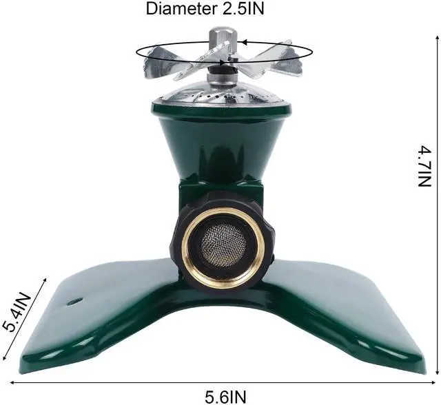 Alt view image 4 of 7 - 1 Pack Lawn Sprinkler, Heavy Duty Metal Square Garden Sprinkler, 360 Degree Large Area Irrigation, Connectable Rotating Automatic Water Sprinklers for Yard Lawn Garden Watering