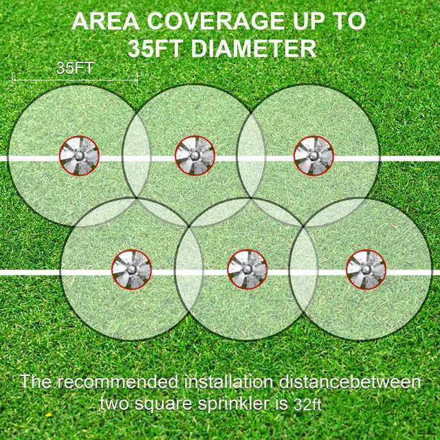 Alt view image 5 of 7 - 1 Pack Lawn Sprinkler, Heavy Duty Metal Square Garden Sprinkler, 360 Degree Large Area Irrigation, Connectable Rotating Automatic Water Sprinklers for Yard Lawn Garden Watering