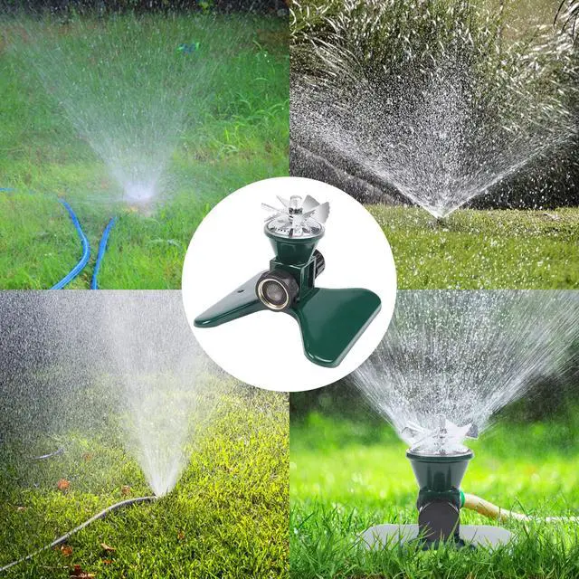 Alt view image 6 of 7 - 1 Pack Lawn Sprinkler, Heavy Duty Metal Square Garden Sprinkler, 360 Degree Large Area Irrigation, Connectable Rotating Automatic Water Sprinklers for Yard Lawn Garden Watering