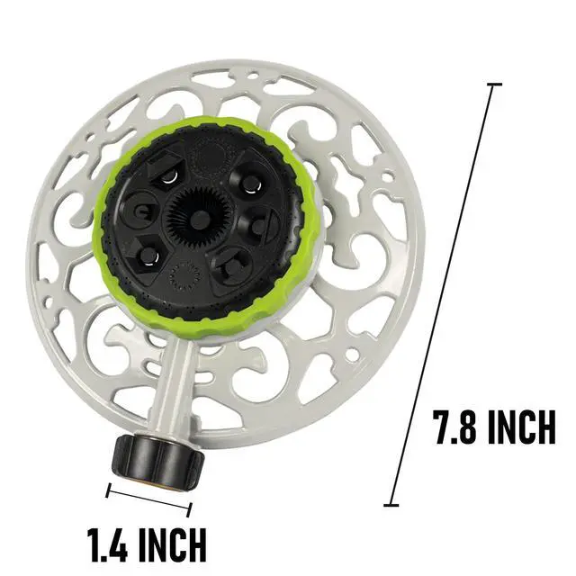 Alt view image 2 of 7 - Adjustable Turret Metal Sprinkler, 8 Mode Fixed Lawn Sprinkler for Yard with Hose Quick Connect Product Adapter for Garden Watering Irrigation
