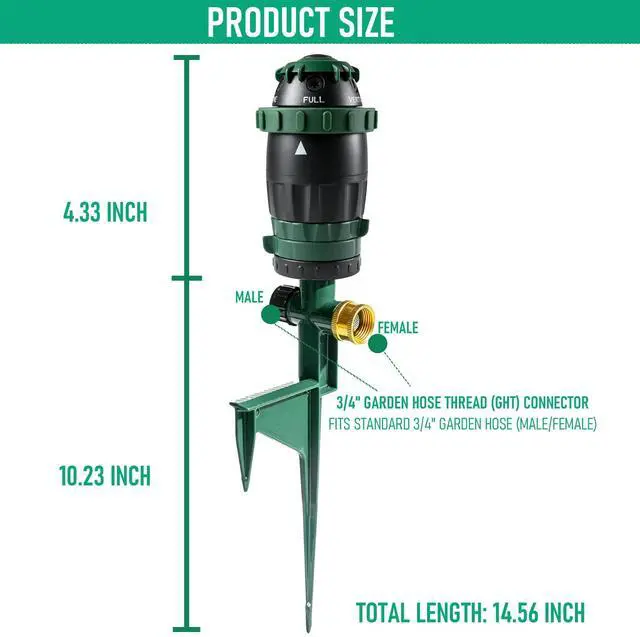 Alt view image 5 of 7 - Gear Drive Sprinkler for Yard, Heavy Duty 5-Pattern 360 Degree Rotary Water Sprinkler with Spike Base, Durable Lawn Sprinkler with 3/4 Inch Adapters for Large Area Garden