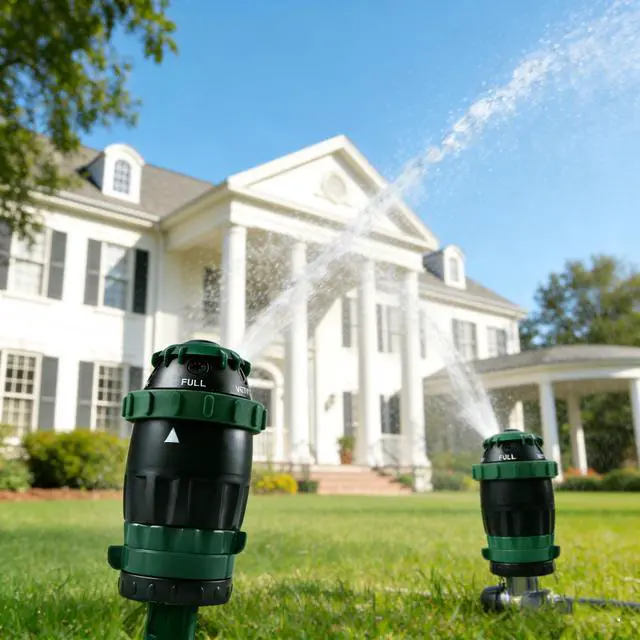 Alt view image 6 of 7 - Gear Drive Sprinkler for Yard, Heavy Duty 5-Pattern 360 Degree Rotary Water Sprinkler with Spike Base, Durable Lawn Sprinkler with 3/4 Inch Adapters for Large Area Garden