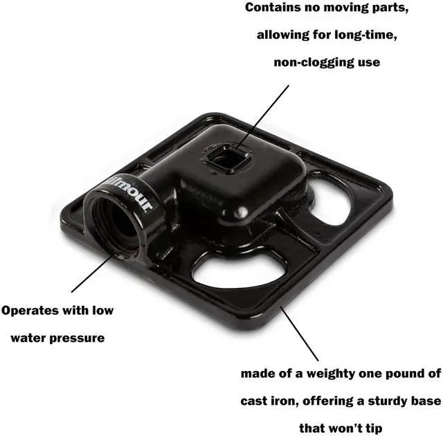 Alt view image 4 of 6 - Stationary Spot Sprinkler, 900 Sq Ft Cast Iron Metal Garden Sprinkler for Small Areas, Square Sprinkler for Gardens and Flowerbeds