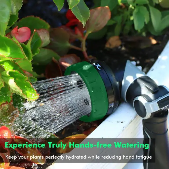 Alt view image 2 of 6 - Multi-Angle Garden Hose Nozzle with Sprinkler Function, Heavy Duty Water Hose Nozzle with 4 Spray Patterns, Magic Twist and Thumb Flow Control for Garden Watering, Car Washing & Yard, Green