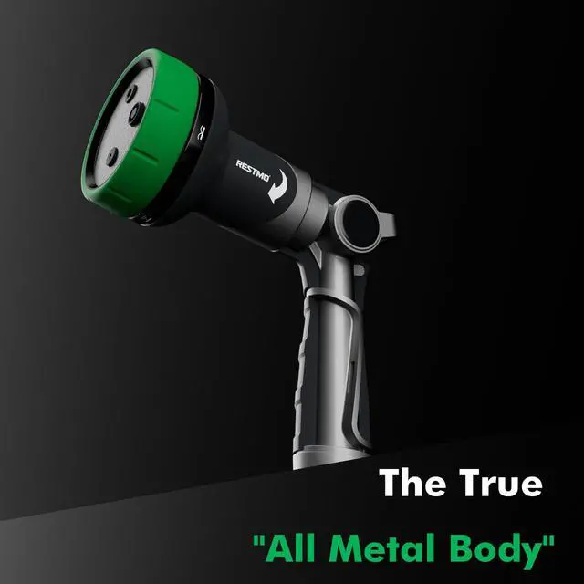 Alt view image 5 of 6 - Multi-Angle Garden Hose Nozzle with Sprinkler Function, Heavy Duty Water Hose Nozzle with 4 Spray Patterns, Magic Twist and Thumb Flow Control for Garden Watering, Car Washing & Yard, Green