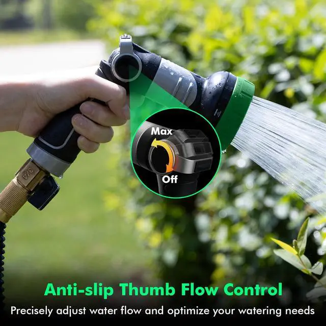 Alt view image 6 of 6 - Multi-Angle Garden Hose Nozzle with Sprinkler Function, Heavy Duty Water Hose Nozzle with 4 Spray Patterns, Magic Twist and Thumb Flow Control for Garden Watering, Car Washing & Yard, Green