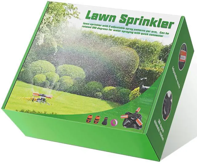 Alt view image 2 of 7 - Garden Sprinkler,Upgrade Lawn Sprinklers Automatic 360 Degree Rotating Irrigation Grass Water Sprayer System,Garden Hose Sprinkler for Yard/Built in 36 Units Angle Spray Nozzles(Orange)-1Pack