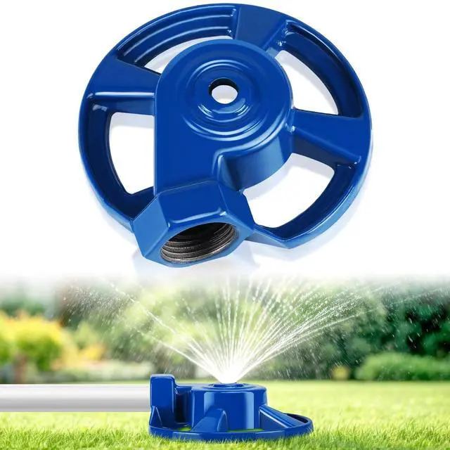 Main image of 1 Pack Cast Iron Lawn Sprinklers for Yard Heavy Duty Metal Garden Water Sprinkler American Threaded Joints for Lawn Garden Yard Irrigation System, Blue