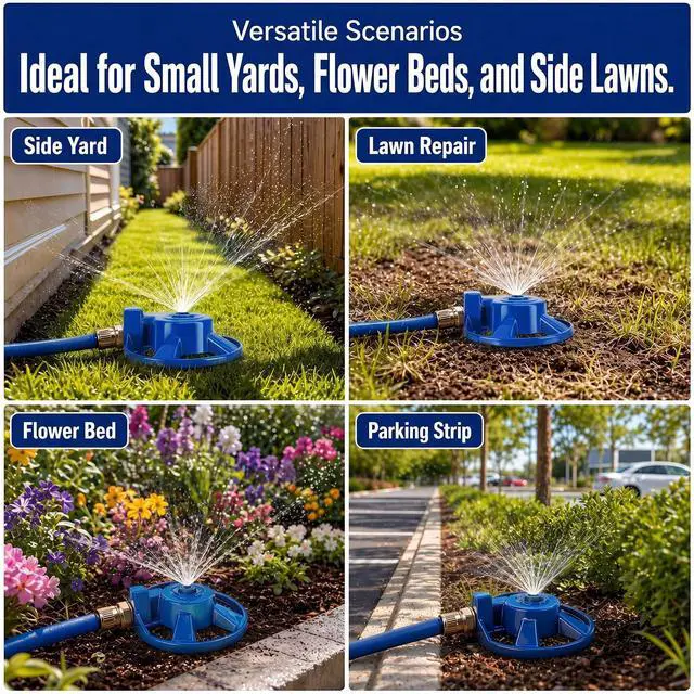 Alt view image 6 of 6 - 1 Pack Cast Iron Lawn Sprinklers for Yard Heavy Duty Metal Garden Water Sprinkler American Threaded Joints for Lawn Garden Yard Irrigation System, Blue