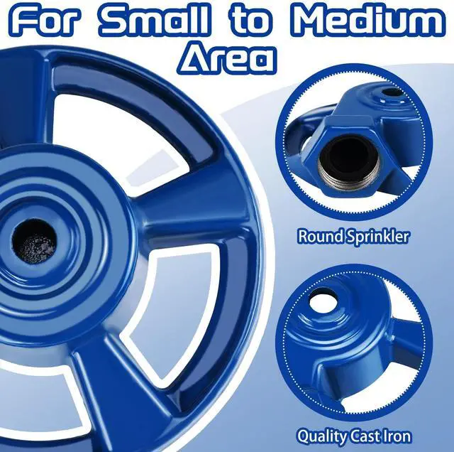 Alt view image 5 of 6 - 1 Pack Cast Iron Lawn Sprinklers for Yard Heavy Duty Metal Garden Water Sprinkler American Threaded Joints for Lawn Garden Yard Irrigation System, Blue