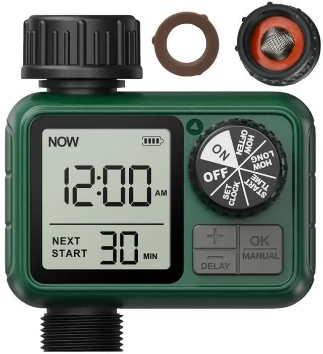 Main image of Water Timer for Outdoor Garden Hose, Sprinkler Timer for Garden Faucet with Auto/Manual/Rain Delay Mode, Sprinkler Irrigation Controller for Yard Lawn (1 Zone Plastic Inlet)