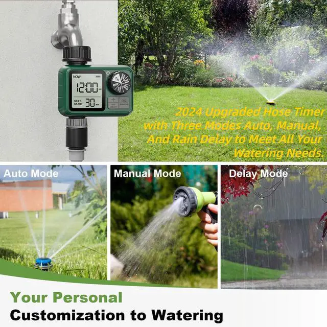 Alt view image 2 of 7 - Water Timer for Outdoor Garden Hose, Sprinkler Timer for Garden Faucet with Auto/Manual/Rain Delay Mode, Sprinkler Irrigation Controller for Yard Lawn (1 Zone Plastic Inlet)