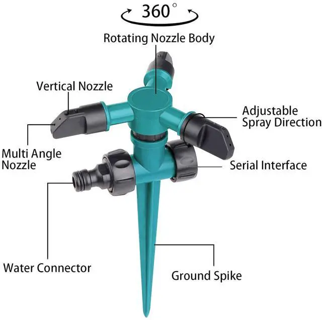 Alt view image 2 of 7 - Yard Sprinklers, Lawn Sprinkler for Yard Rotating 360 Degree Covering Large Area, Garden Water Sprinkler to Automatically Sprinkler for Yard - SP12