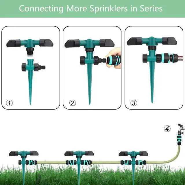 Alt view image 6 of 7 - Yard Sprinklers, Lawn Sprinkler for Yard Rotating 360 Degree Covering Large Area, Garden Water Sprinkler to Automatically Sprinkler for Yard - SP12