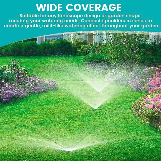 Alt view image 6 of 7 - 3 Set Metal Lawn Sprinklers for Yard, Automatic Garden 360°/180°/90° Large Coverage Water Sprinklers, Adjustable Brass Sprinkler Nozzle with Aluminum Alloy Spike Base for Lawn Grass Patio Garden