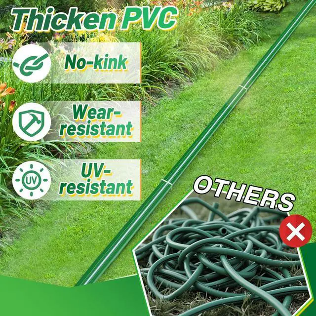 Alt view image 3 of 7 - 25ft Sprinkler Soaker Hose - Kink-free, Save Water, Flexible - Heavy Duty Three Tube Flat Watering Hose for Garden Yard Lawn Irrigation, With 10 Stakes