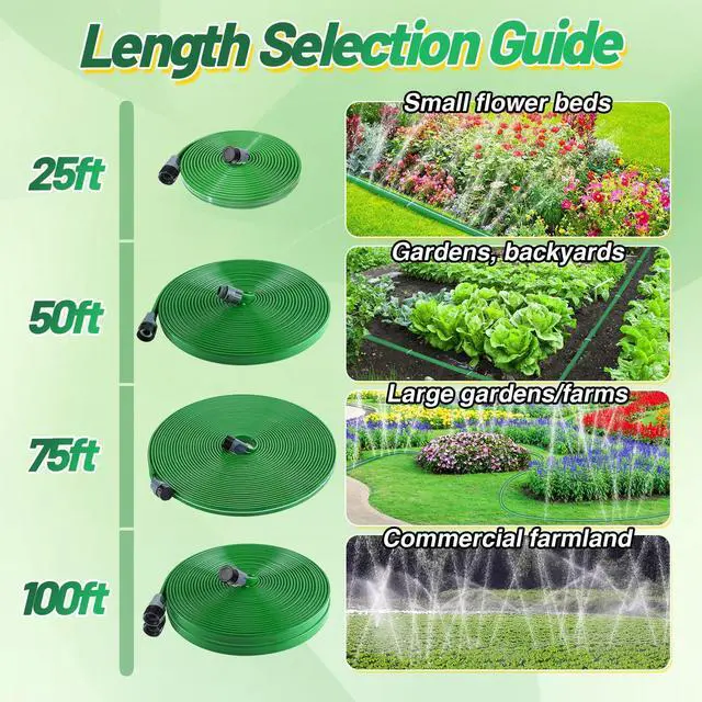 Alt view image 5 of 7 - 25ft Sprinkler Soaker Hose - Kink-free, Save Water, Flexible - Heavy Duty Three Tube Flat Watering Hose for Garden Yard Lawn Irrigation, With 10 Stakes