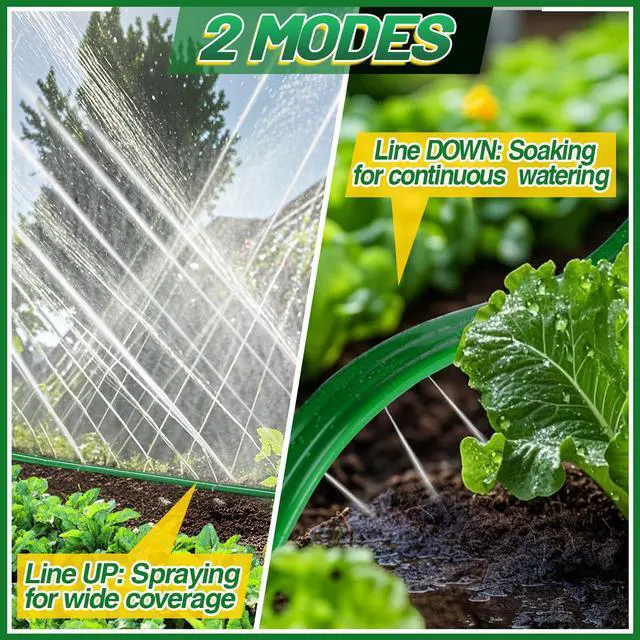 Alt view image 2 of 7 - 25ft Sprinkler Soaker Hose - Kink-free, Save Water, Flexible - Heavy Duty Three Tube Flat Watering Hose for Garden Yard Lawn Irrigation, With 10 Stakes