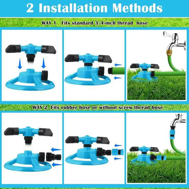Alt view image 3 of 5 - 2 Pack 360 Degree Rotating Lawn Sprinklers Automatic Garden Watering System for Yard and Garden, 3 Arm Design with 1/2 Connector for Efficient Irrigation