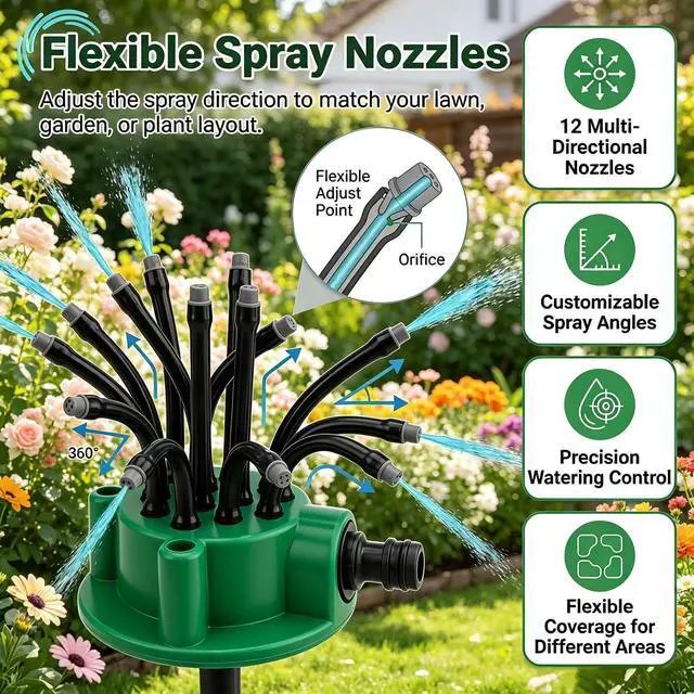 Alt view image 4 of 7 - 360 Degree Garden Automatic Multi Sprinkler Garden Lawn Sprinklers Roof Cooling & Efficient Gardening Tools, Perfect Housewarming Gift