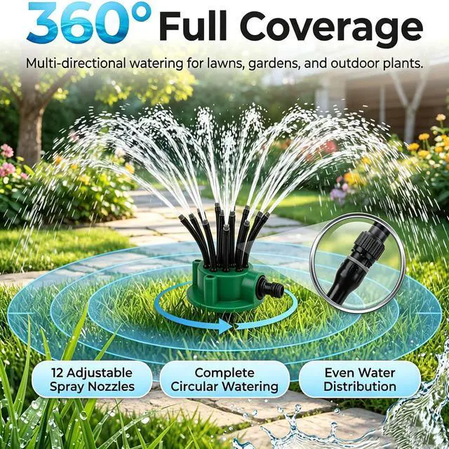 Alt view image 5 of 7 - 360 Degree Garden Automatic Multi Sprinkler Garden Lawn Sprinklers Roof Cooling & Efficient Gardening Tools, Perfect Housewarming Gift